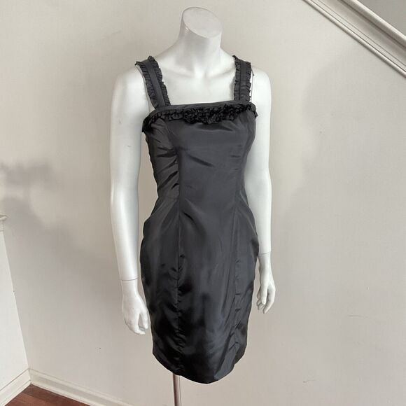 Betsey Johnson Black Cocktail Dress Bow Bustle Tail Rockabilly Goth Rocker 4 - Picture 6 of 11